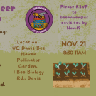 Volunteer Day flyer - UC Davis Pollinator Garden, Nov 21; volunteer photos, logo